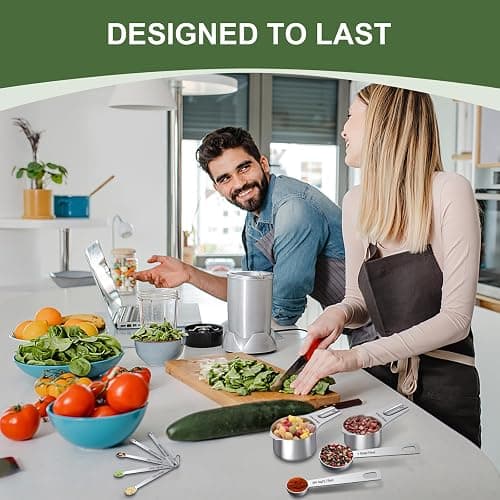Measuring Cups and Spoons Set, 7 Stainless Steel Nesting Measuring Cups & 7 Spoons, 5 Mini Measuring Spoons & 2 Detachable Rings, Kitchen Gadgets for Cooking & Baking, Set of 21 thumbnail 2