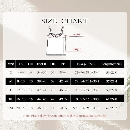 Womens Tank Top Camisoles with Premium Cotton Italian Design - Trimmed with Flower Lace on Neckline thumbnail 6