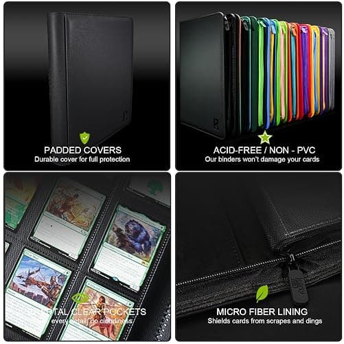 KarlyPro 12 Pocket Trading Card Zip Binder, 628 Cards,TD-Tec Album Material, 26 Side-Loading Ringless Pages, Folder for Collectible TCG,MTG and More - Blue&Yellow(LE-100) thumbnail 4