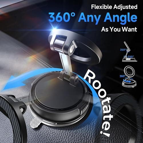 ANDERY Car Phone Holder for Magsafe [78+LBS Strongest Suction & 2400gf Magnetic] 360° Adjustable Car Phone Mount, Phone Holders for Your Car for iPhone 17 Pro Max 16 15 14 13 12 Air Plus, Carbon Fiber thumbnail 4