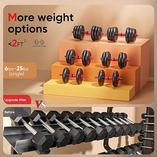UNNMIIY Adjustable Dumbbells, 20/30/45/70/90lbs Free Weight Set with Connector,5 in1 Dumbbells Set Used as Barbell,Kettlebells,Push up Stand,Fitness Exercises for Home Gym Suitable Men/Women thumbnail 4