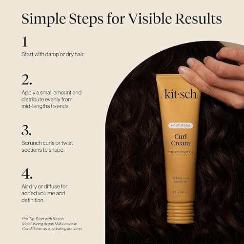 Kitsch Moisturizing Curl Cream for Curly Hair – Lightweight Curly Hair Products for Men & Women | Defines Curls, Controls Frizz & Boosts Shine | Hydrating Curling Cream - 5.3 oz thumbnail 8