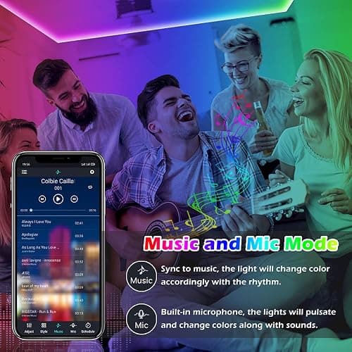 100ft Led Strip Lights,Long Smart Led Light Strips Music Sync 5050 RGB Color Changing Rope Lights,Bluetooth APP/IR Remote/Switch Box Control Led Lights for Bedroom,Home Decoration,Party,Festival - 100FT LED STRIP LIGHTS thumbnail 6