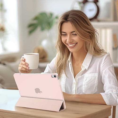 ProCase for New iPad Air 13 Inch Case M3 2025/ M2 2024, Slim Smart Cover with Translucent Hard Shell Back, Supports Touch ID, Auto Wake/Sleep -Rosegold - Rosegold thumbnail 5