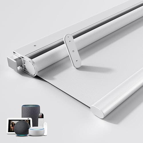 Grandekor No Drill Motorized Blinds with Remote, Roller Shade Electric Smart Remote Control Blinds, Fit for APP and Voice Control, Customized Size Color Blackout - Image 1