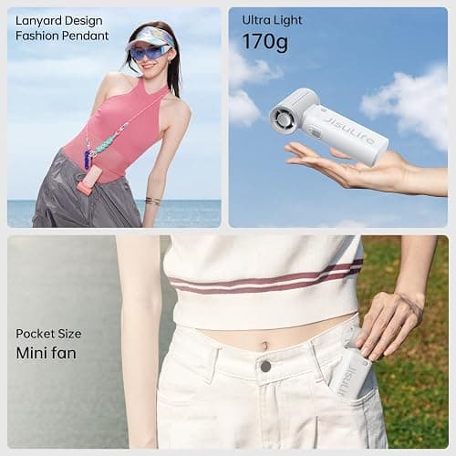 JISULIFE Portable Handheld Fan Life9, Turbo Power High Speed Air [18H Max Cooling Time], 5 Gear Wind, 5000mAh Rechargeable, Mini Pocket Design, Personal Fan for Travel Concerts Camping Makeup - Grey thumbnail 6