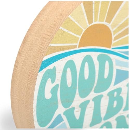 Open Road Brands Good Vibes Only Chunky Wood Block Sign - Retro Beach Themed Decor - Hang or Display on Desk, Dresser or Counter - Aqua thumbnail 4