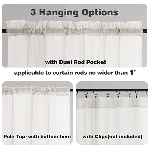 Chyhomenyc Ivory Sheer Curtains 96 Inch Length 2 Panels Set, Elegant Light Filtering Voile Window Treatment Drapes for Living Room Bedroom, 42W x 96L Inches, Set of 2, Ivory thumbnail 6