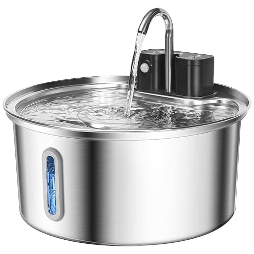Wireless Cat Water Fountain for Drinking, VinDox 108oz/3.2L Stainless Steel Pet Water Fountain 20dB Ultra-Quiet 4200mAh Battery Operated with Motion Sensor for Cats & Dogs - Image 1
