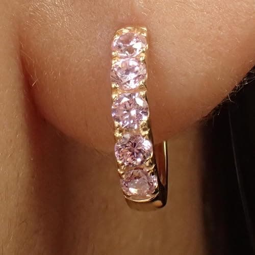 GLOQUAT 14k Gold Plated Small Hoop Earring for Women with Sterling Silver Post, Trendy Gold Pearl Earrings Opal/Aura Earring Hypoallergenic Cubic Zirconia Silver Hoop Earrings Jewelry Gift thumbnail 3