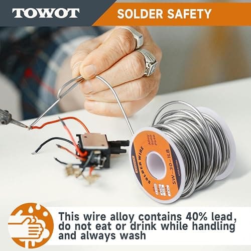 TOWOT 60/40 Solder for Stained Glass, 1 lb Spool, 3mm Dia, No Flux Solder Wire Stained Glass Supplies thumbnail 6