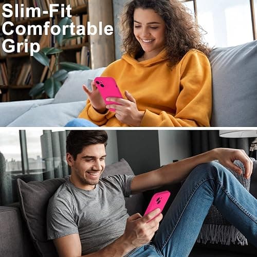 DEENAKIN Compatible with iPhone 14 Plus Case with Screen Protector,Enhanced Camera Cover,16ft Drop Tested Soft Silicone Gel Rubber,Slim Fit Protective Phone Case 6.7" Hot Pink thumbnail 2