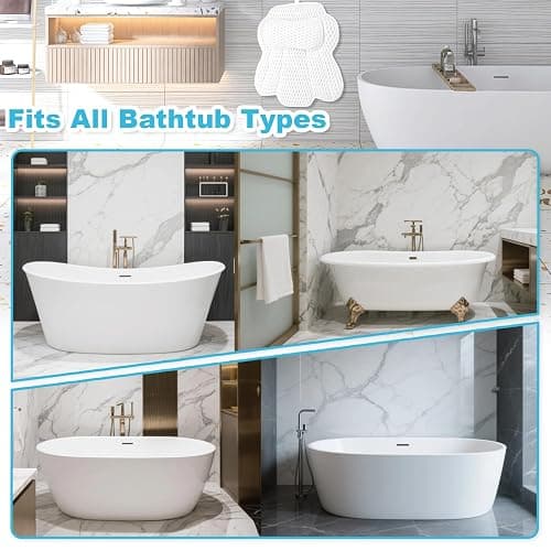 Bath Pillows for Tub, Ergonomic Bathtub Pillow for Head, Neck & Back Support, Soft Spa Cushion Washable with 4D Mesh & Non-Slip Suction Cups, Relaxing Hot Tub Accessories & Spa Gifts for Women and Men thumbnail 7