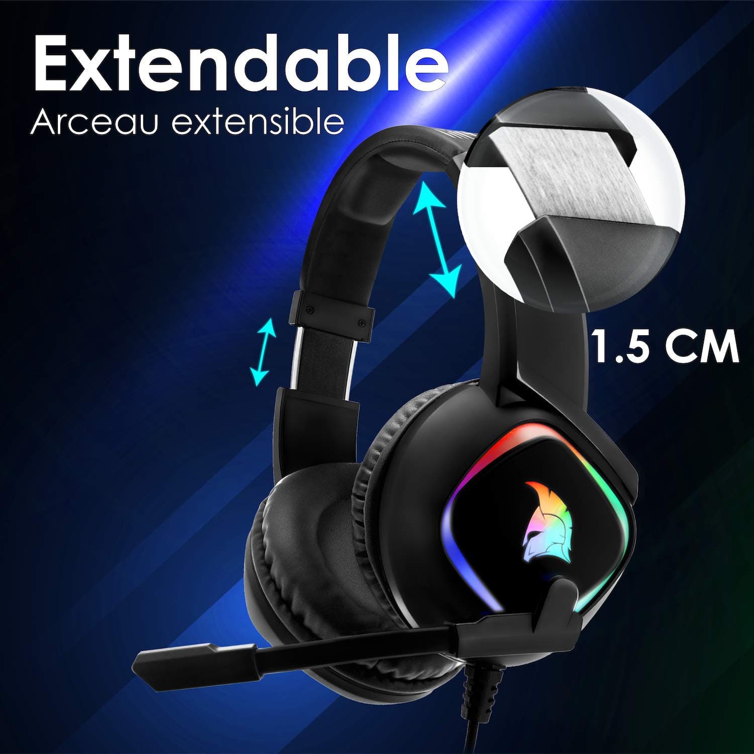 EMPIRE GAMING - Dark Rainbow G-HD10 RGB Gamer Headset - Compatible with PS4, PS5, Xbox Series, Smartphones, Tablets, PC, Mac - Multiplatform - High Definition Stereo Sound - Micro Omnidirectional thumbnail 6