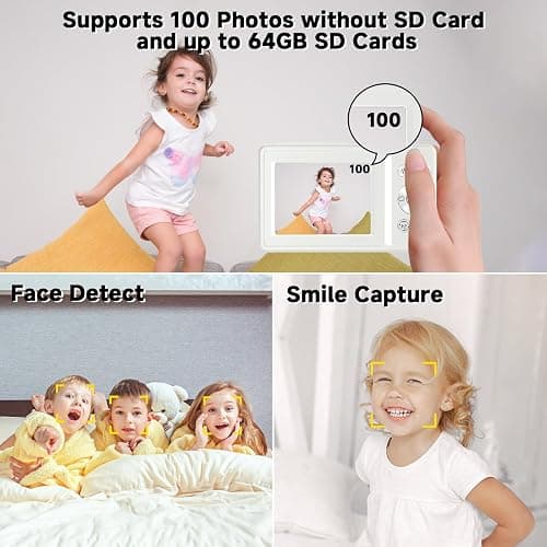 Digital Camera, 44MP Compact Camera, FHD 1080P Point and Shoot Digital Cameras with 16X Zoom, Face Detect, Smile Capture, Anti Shake, for Boys Girls Teens Gifts (White) thumbnail 4
