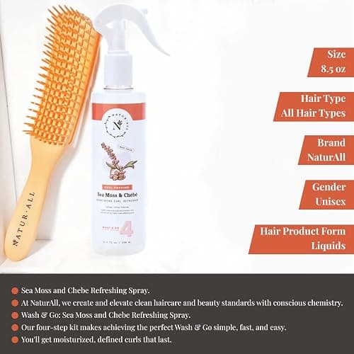 NaturAll Sea Moss & Chebe 8.5 Oz Curl Refresher Spray for Curly Hair, Coils and Waves – All Natural Sulfate Free, Silicone Free, Hydrating & Nourishing Hair Mist for Women & Men thumbnail 6