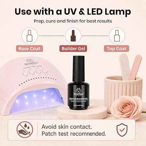 Beetles Builder Gel for Nails, 8 in 1 Natural Nude Translucent Color | for Thickening, Strengthening and Building Instant Apex,Beginner-Friendly DIY Salon at Home, UV & LED Lamp Cured Needed thumbnail 8