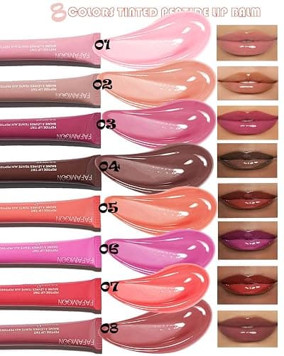 Tinted Peptide Lip Balm,4Pcs Hydrating Lipgloss Moisturizer Nude Pink Rose Red Liptint, Plumping Jelly Lip Treatment Balm Non-Stick Lips Glow Oil Mother's Lips Care Makeup Gift-01+02+03+08 thumbnail 4