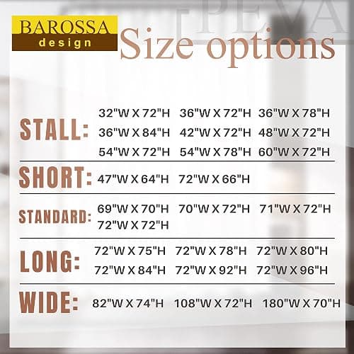 Barossa Design Small Shower Curtain for Shower Stall Size 36 x 72 inches,PEVA - Waterproof, Eco-Friendly, Non-Toxic, Odorless, PVC Free, Metal Grommets (Clear) thumbnail 5