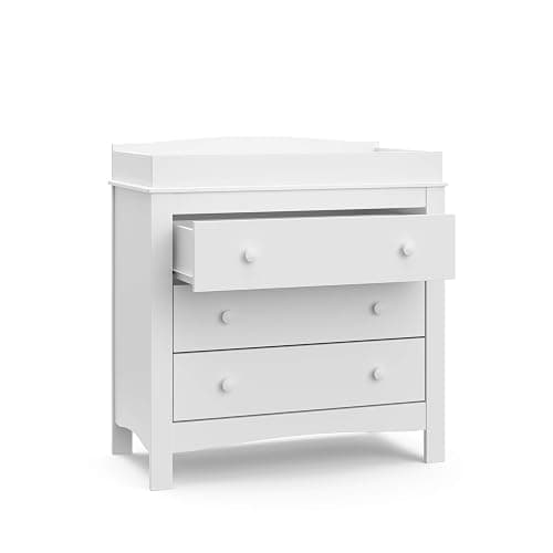Graco Noah 3 Drawer Chest with Changing Topper (White) – GREENGUARD Gold Certified, Baby Dresser With Changing Table Top, Dresser for Nursery, 3 Drawer Kids Dresser - White - 3 Drawer Chest thumbnail 8