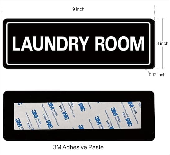 Laundry Room Sign, Premium Durable Acrylic Material, Super Strong Adhesive, Quick Installation, Suitable for Your Home and Business (9 × 3 Inches, Black) thumbnail 3