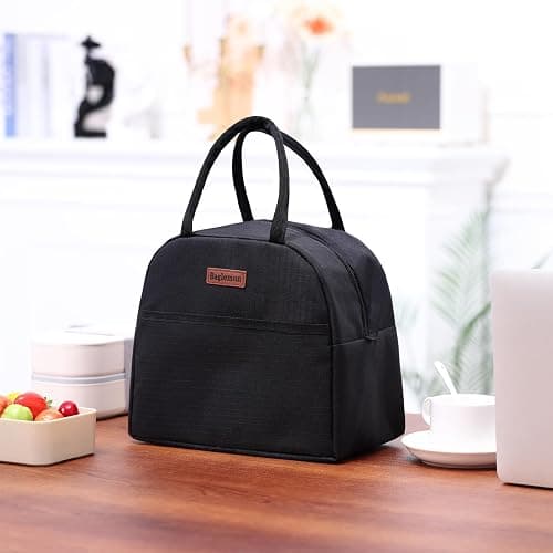 Baglemon Insulated Lunch Bag for Women Men, Lunch Containers Reusable High Capacity Lunch Tote Bags for for Work Picnic (Black) thumbnail 2