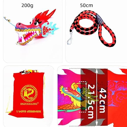 Lightweight Dragon Poi with 3D Dragon Head & Swing Rope Combo for Kids and Beginners, Flowy Dragon Ribbon Streamer Outdoor Fitness Golden Dragon Stage Prop Set (Blue Dragon, 9.8 FT(3M)) thumbnail 5