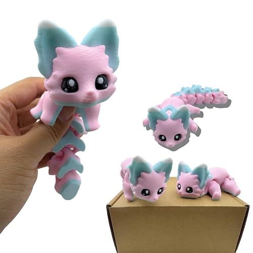 Yipintang 3D Printed Creature Flexible Animals - 8 Inches Fidget Animal for Desk Décor (Candy Fox) - Image 1