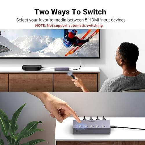 UGREEN HDMI Switch 5 in 1 Out 4K@60Hz, HDMI 2.0 Switcher 5 Port | with IR Remote Selector Box 4K HDR 3D Dolby Vision Atmos CEC HDCP2.2, Compatible with PS5 4 3 Xbox Switch TV Gray thumbnail 5