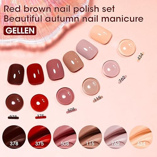 GELLEN Nail Polish Set, Nude Red Brown Quick Dry Traditional Regular Nail Polish Fall Winter 6 Colors Set for Fingernails Toe Nails Acrylic Natural Nails Home Salon, Non UV Gel, Hema Free, Non-toxic thumbnail 3