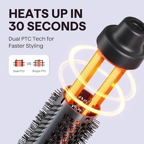 Wavytalk Thermal Brush, 1 1/2 inch Heated Round Brush with Detachable Head, Velvet Pouch and Dual Voltage for Travel, Easy to Create Blowout Look, Classic Black thumbnail 4