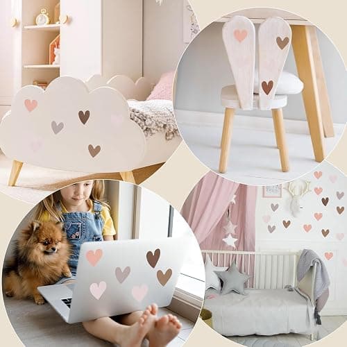 EASYKEENECOM 78 adesivi da parete boho a forma di cuore, decorazione per cameretta dei bambini, soggiorno, camera da letto, PVC, Bohémien thumbnail 7