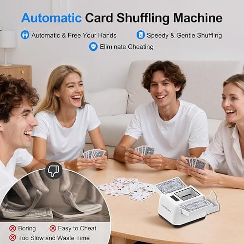 HUAYAGHFHD Automatic Card Shuffler|1-2 Deck Electric Card Shuffle Machine|Portable Rechargeable (2000mah)|for Poker, Uno, Blackjack, Skip-Bo, Phase 10 More Playing Shuffler for Home Game,Travel thumbnail 2
