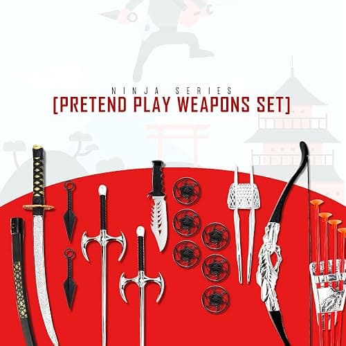 Liberty Imports Ninja Warrior Bow and Arrow Archery Set with Katana Sword, Sai, Melee Toy Weapons for Kids Pretend Role Play Equipment, Cosplay, Costume Accessories thumbnail 3
