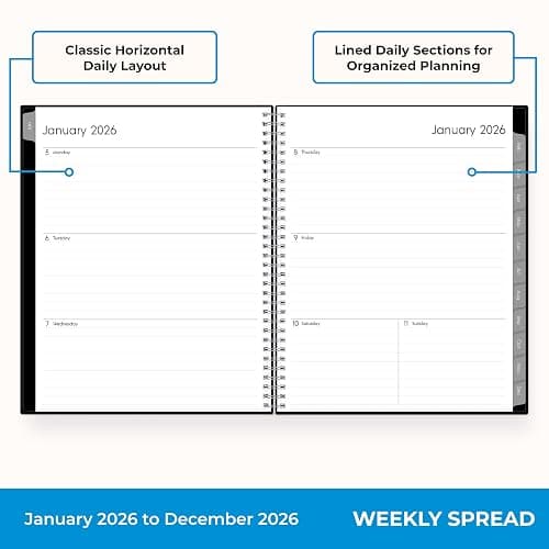 Blue Sky 2026 Weekly and Monthly Planner Calendar, Includes January 2026 - December 2026, 8.5" x 11", Flexible Cover, Wirebound, Laminated Tabs, Storage Pocket, Enterprise thumbnail 3