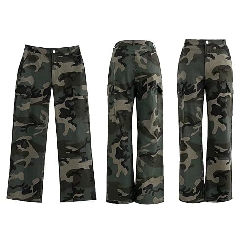 Vakkest Women's Oversized Camo Cargo Pants Jogger Trousers Workout Sweatpants Camouflage Army Fatigue with Pockets thumbnail 5
