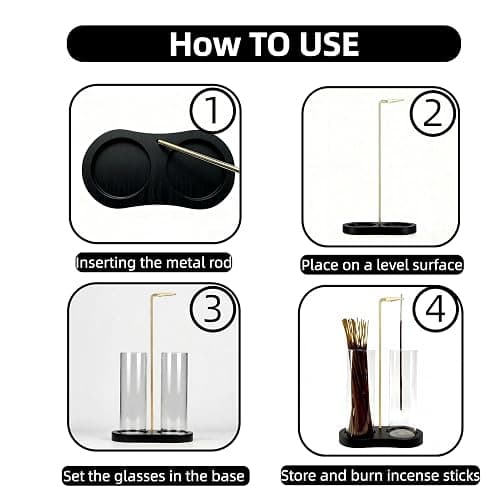 Moocervi Glass Incense Holder, Black Incense Sticks Burner Holder with Storage,Hang Upside Down Incense Holder for Sticks with Glass Ash Catcher for Meditation Yoga Spa Room Decor (Black) thumbnail 4