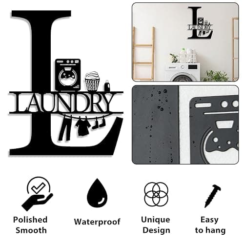 Metal Laundry Room Decor, Black Laundry Signs Wall Decor, Farmhouse Funny Laundry Room Sign, Rustic Wall Hanging Modern Laundry Wall Decor Wall Art, Black, 11x14 Inch thumbnail 7