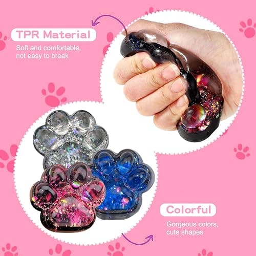 Cat Paw Squeeze Toys, 3 Pcs Cat Paw Squishy Toys Stress Relief Fidget Squeeze Pinch Toy, Fufu Fidget Toys for Kids Adults Anxiety Relief Sensory Toys thumbnail 5