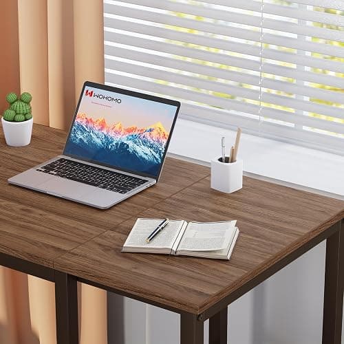 SINPAID 40" Vintage Desk with Shelves, Sturdy Dark Brown Desks with Storage, Rustic Desk Wooden thumbnail 4