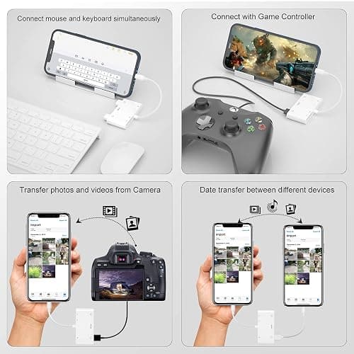 FEINODI Lightning to HDMI Adapter with USB Camera and Charging Port, SD Card Reader for iPhone, 6 in 1 Camera Adapter to iPhone, Supports MIDI Keyboard, Mouse, HD TV/Projector/Monitor, Plug & Play thumbnail 4