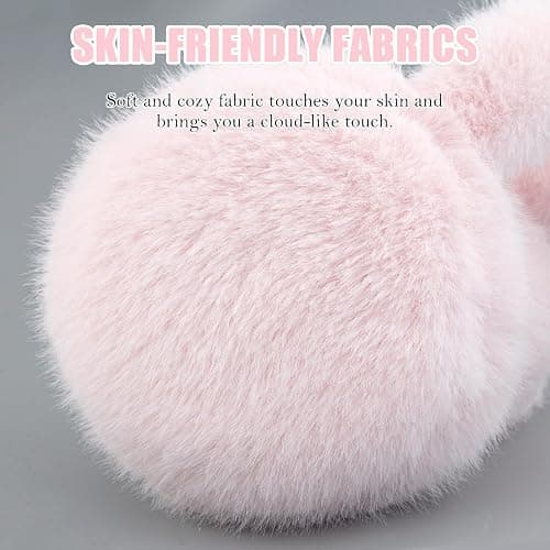 POMIJIAN Winter Ear Muffs for Women Girls Faux Fur Cute White Earmuffs Fluffy Ear Warmers Foldable Ear Covers Outdoor thumbnail 3
