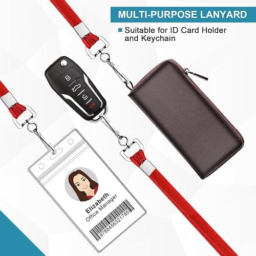 koorito 50 Pcs Badge Lanyards Flat Lanyards for ID Badges Bulk lanyard with Swivel J Hook Clip for Office Worker, Student, Teacher (Red) thumbnail 6