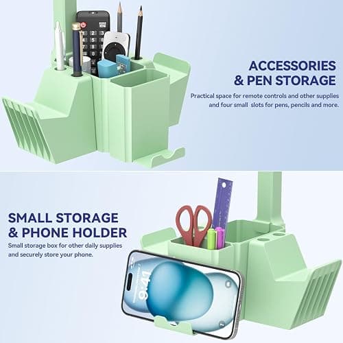 KDD Dual Controller Holder with Headphone Stand - Multi-Functional Desk Storage Box with Phone Holder - Universal Controller Stand with Desktop Organizer for Remote Control Pen Accessories(Green) thumbnail 4