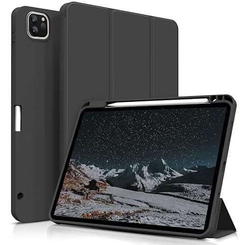 aoub Hülle für iPad Pro 11 4./ 3./ 2. Generation 2022/2021/2020, Hülle für iPad Pro 11 mit Stifthalter, Kann Pencil 2 Aufladen, Weiche Silikonhülle, Auto Schlafen/Wachen, Schwarz - Image 1