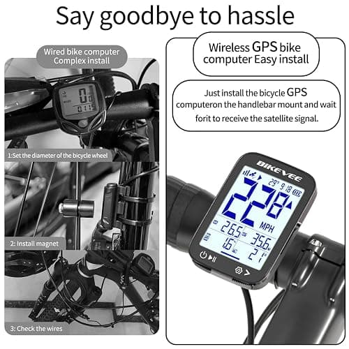 Bikevee GPS Bike Computer Wireless Cycling Computer with Auto Backlight, Bicycle Speedometer Odometer, Waterproof GPS Speed Tracker for Road Mountain Bikes thumbnail 3