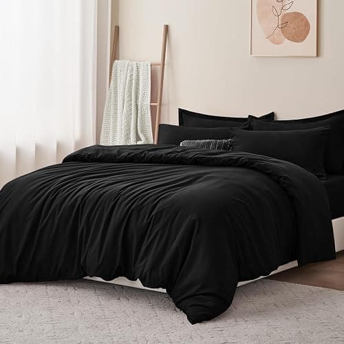 RUIKASI Black King Size Duvet Cover Sets Bedding Set - Black Duvet Cover Kingsize Bed Set with Zip, Soft Brushed Microfibre Duvet King Size Covers Set Quilt Cover with 2 Pillowcases thumbnail 4