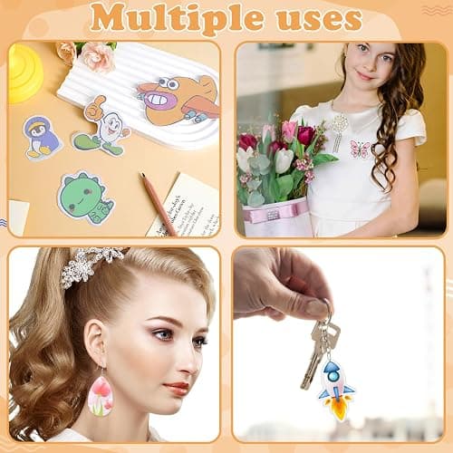 HONSIO 20 Pieces Shrinky Dink Sheets Shrink Plastic Paper for Kids Adults DIY Crafts Keychain Making, 7.9 X 5.7 Inch thumbnail 5
