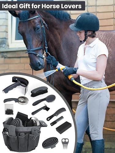inoreal Horse Grooming Kit 12 Pcs – Complete Horse Brushes & Care Supplies Set with Organizer Tote Bag, Equine Coat Grooming Tools, Tack Room Equipment & Gifts for Horse Owners & Lovers thumbnail 6