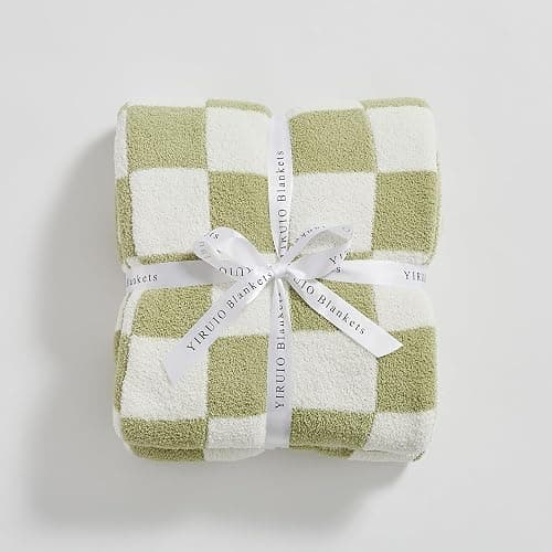YIRUIO Checkered Knit Throw Blanket 50x60 | Ultra Soft Microfiber, Reversible, Fluffy Fuzzy Cozy, For Bed, Sofa Couch Home Decor thumbnail 9